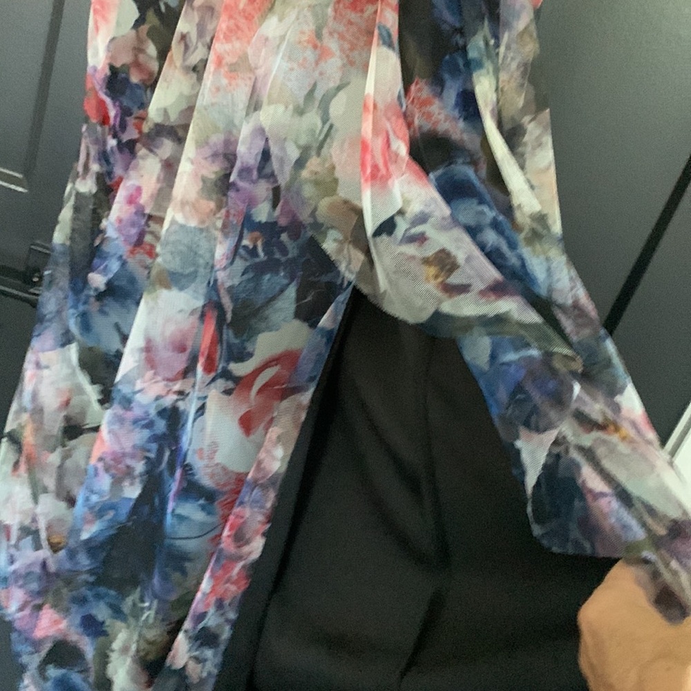 Adrianna Papell one shoulder printed chiffon gown - Picture 9 of 16